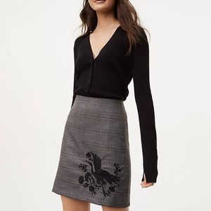 NWT Loft Plaid skirt with Bird Embroidery Size 2
